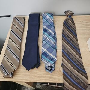 Van Heusen Tie Collection - Tan, Navy, Blue Plaid, Brown Stripes